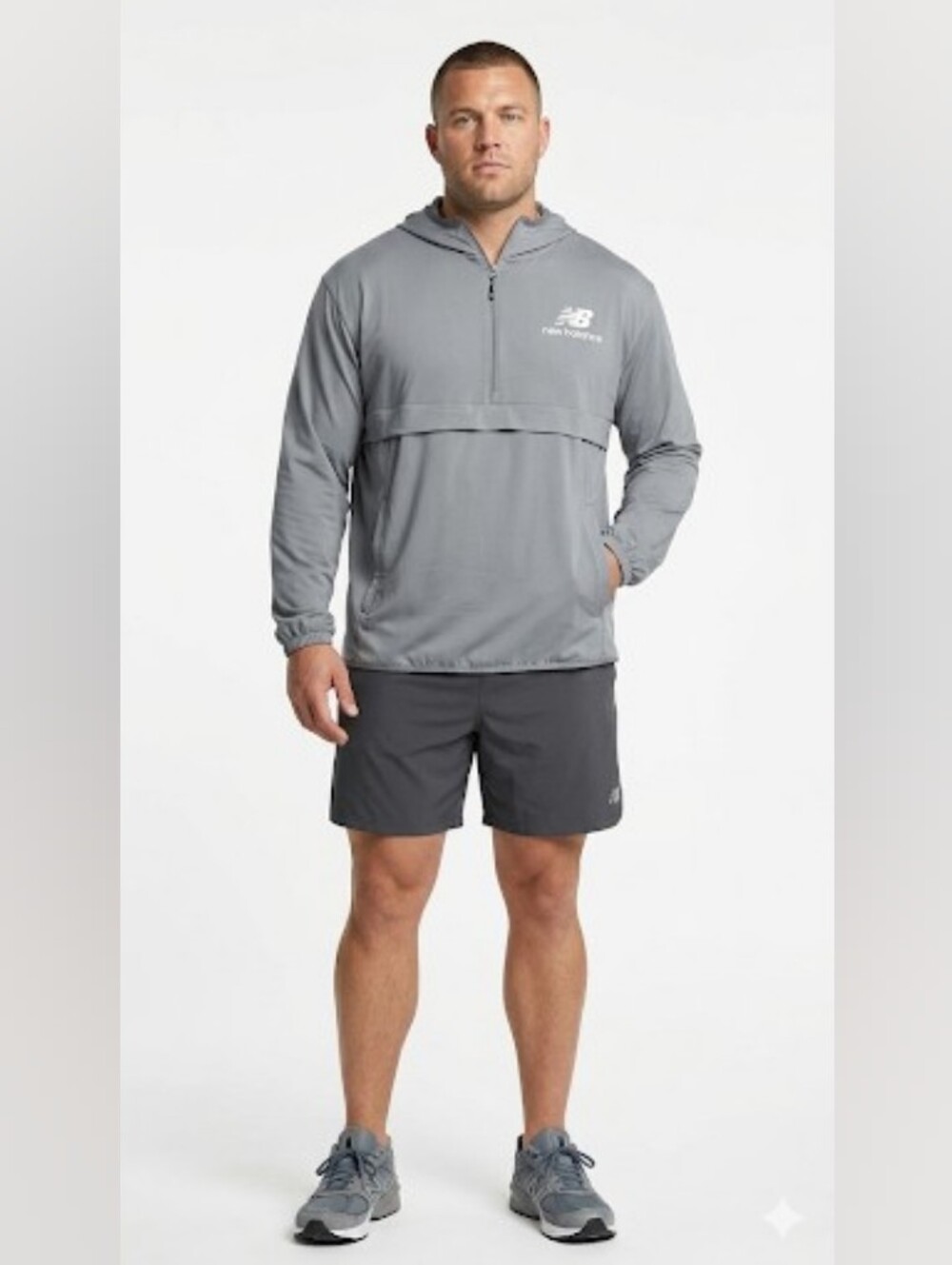New Balance Light Gray Half-Zip Hooded Pullover XL